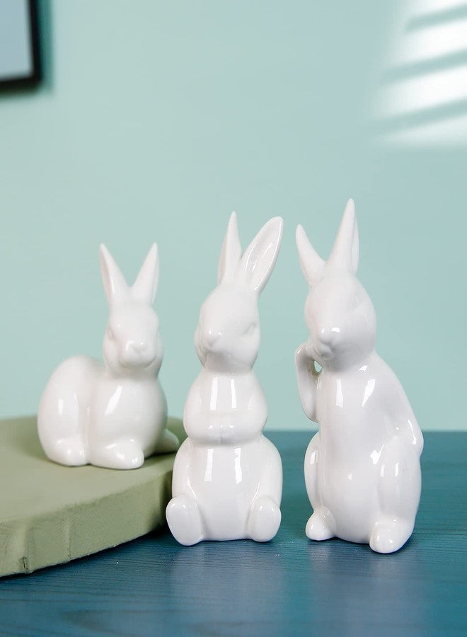 GOODSTART Easter Bunny Figurine Ceramic Bunny Rabbits, Porcelain Modern Art Spring Home Decor, Easter Decorations Rabbit Figurines Decor - Image 4
