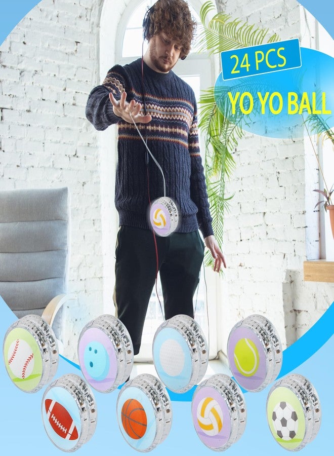 Flahard 24 Pcs Different Ball Themed Designs Light up Yo Yo Ball Bulk Responsive Ball Auto Return Bearing Balls Yoyo for Beginner Birthday Classroom Bag Fillers Prizes Gifts, 8 Styles - Image 3