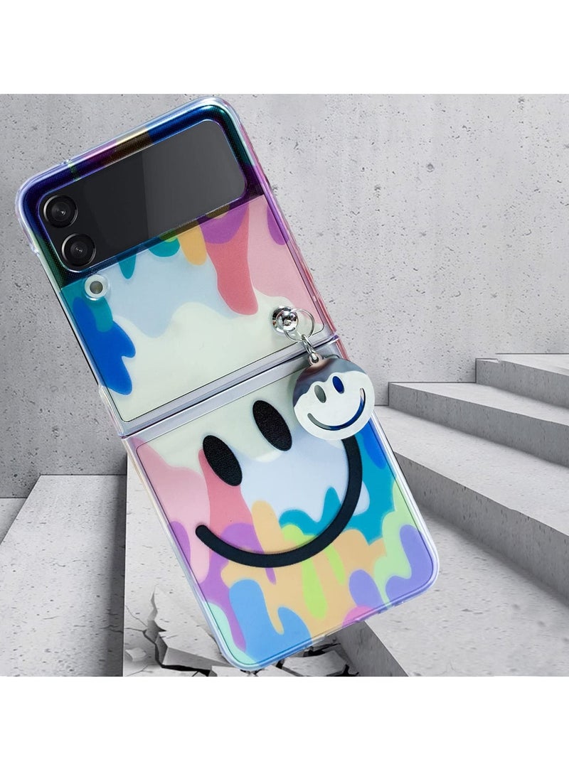 Excefore - Case for Z Flip 3 Cute Smile Clear Phone Case with Strap Wrist, Slim Stylish Protective Bumper Case - Image 1