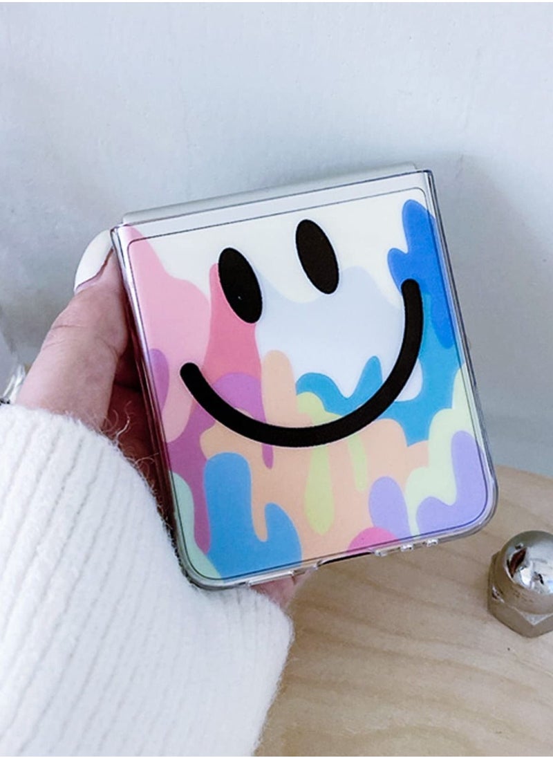 Excefore - Case for Z Flip 3 Cute Smile Clear Phone Case with Strap Wrist, Slim Stylish Protective Bumper Case - Image 1