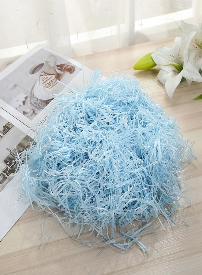 JINZOFLY Raffia Paper Shreds, 100g Shredded Paper for Gift Box, Crinkle Cut Paper Shred Filler for Gift Wrapping & Basket Filling(Light Blue) - Image 3