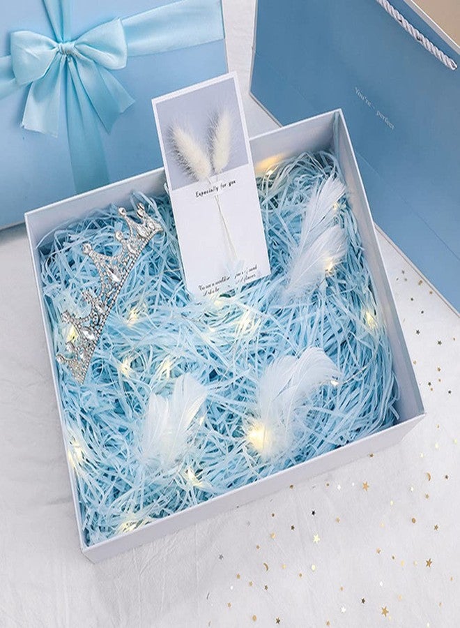 JINZOFLY Raffia Paper Shreds, 100g Shredded Paper for Gift Box, Crinkle Cut Paper Shred Filler for Gift Wrapping & Basket Filling(Light Blue) - Image 2