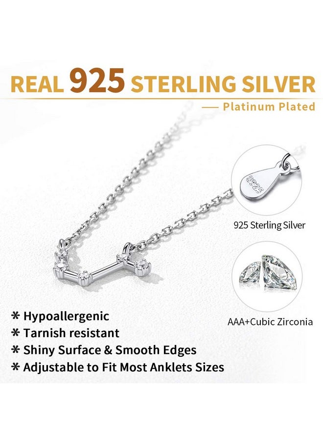 ChicSilver - Leo Zodiac Anklet Sterling Silver Cubic Zirconia Horoscopes Charm Ankle Bracelet 12 Constellations Jewelry Accessories Gifts For Women - Image 1