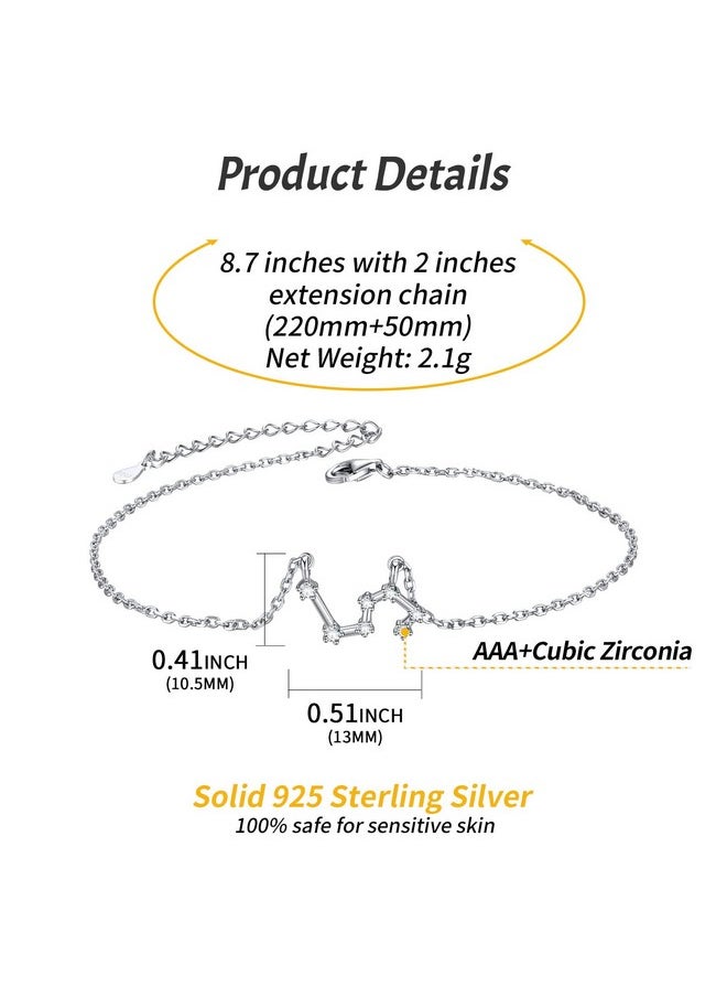 ChicSilver - Leo Zodiac Anklet Sterling Silver Cubic Zirconia Horoscopes Charm Ankle Bracelet 12 Constellations Jewelry Accessories Gifts For Women - Image 1
