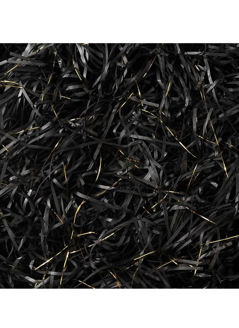 100 g Raffia Filling Material for Packages, A Mix of Black and Gold Filigree Shredded Tissue Paper, Filling Material for Packages, Gift Box, Gift Basket and Gift Basket  - Image 5