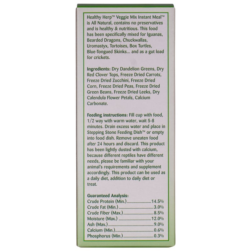 Healthy Herp Veggie Mix Instant Meal for Reptiles - Nutritious Bearded Dragon Accessories, Bearded Dragon Food - Made in USA - Quick Prep, for Box Turtles, Lizards, Tortoises - 7 x 0.16 oz (4.6g) Cups - Image 3