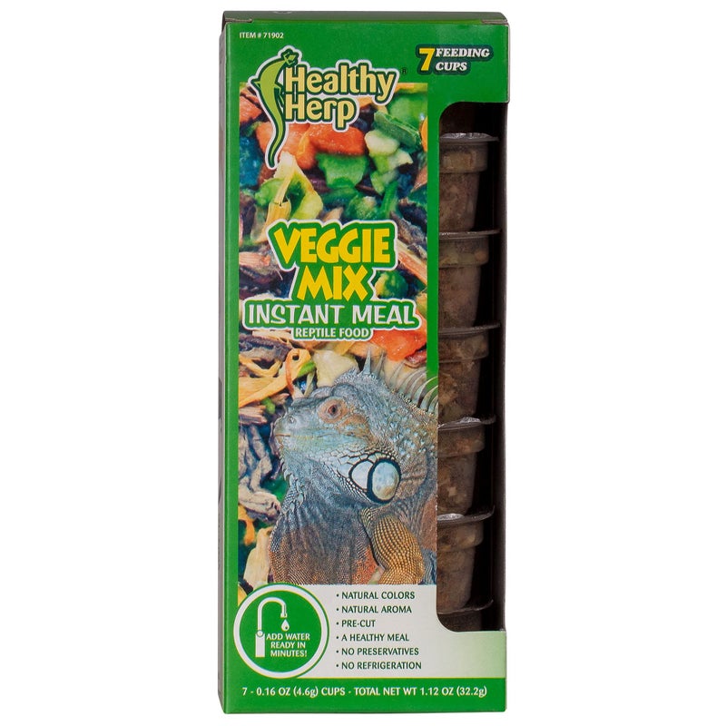 Healthy Herp Veggie Mix Instant Meal for Reptiles - Nutritious Bearded Dragon Accessories, Bearded Dragon Food - Made in USA - Quick Prep, for Box Turtles, Lizards, Tortoises - 7 x 0.16 oz (4.6g) Cups - Image 1