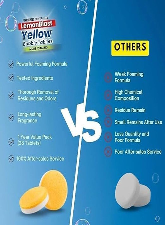 VENOZO LemonBlast Yellow Bubble Tablets for Deep Cleaning | Multi-Use Foaming Tablets for Kitchen Sink, Drain, Pipes & Disposal | Helps Remove Residue & Refreshes with Active Foam | 24 Pack - Image 4