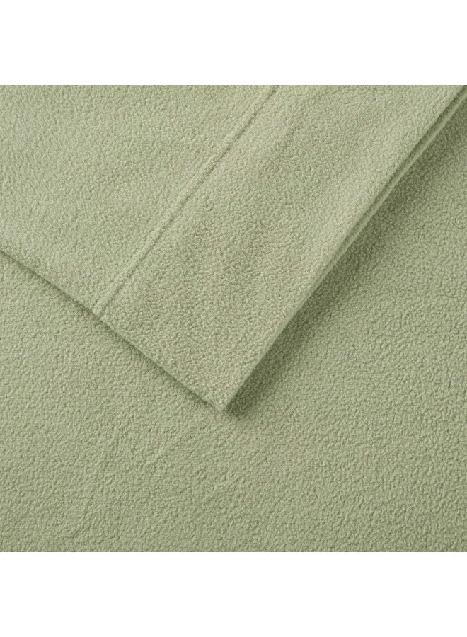 True North by Sleep Philosophy True North by Sleep Philosophy Micro Fleece Bed Sheet Set Warm Sheets with 14 Deep Pocket for Cold Season Cozy SheetSet Matching Pillow Case Queen Green 4 Piece  - Image 3