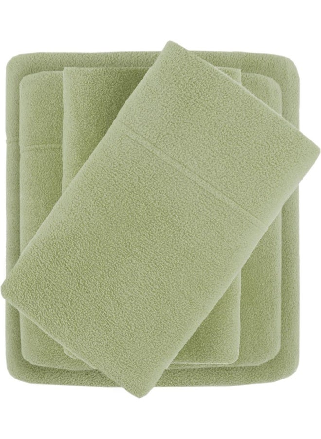True North by Sleep Philosophy True North by Sleep Philosophy Micro Fleece Bed Sheet Set Warm Sheets with 14 Deep Pocket for Cold Season Cozy SheetSet Matching Pillow Case Queen Green 4 Piece  - Image 5