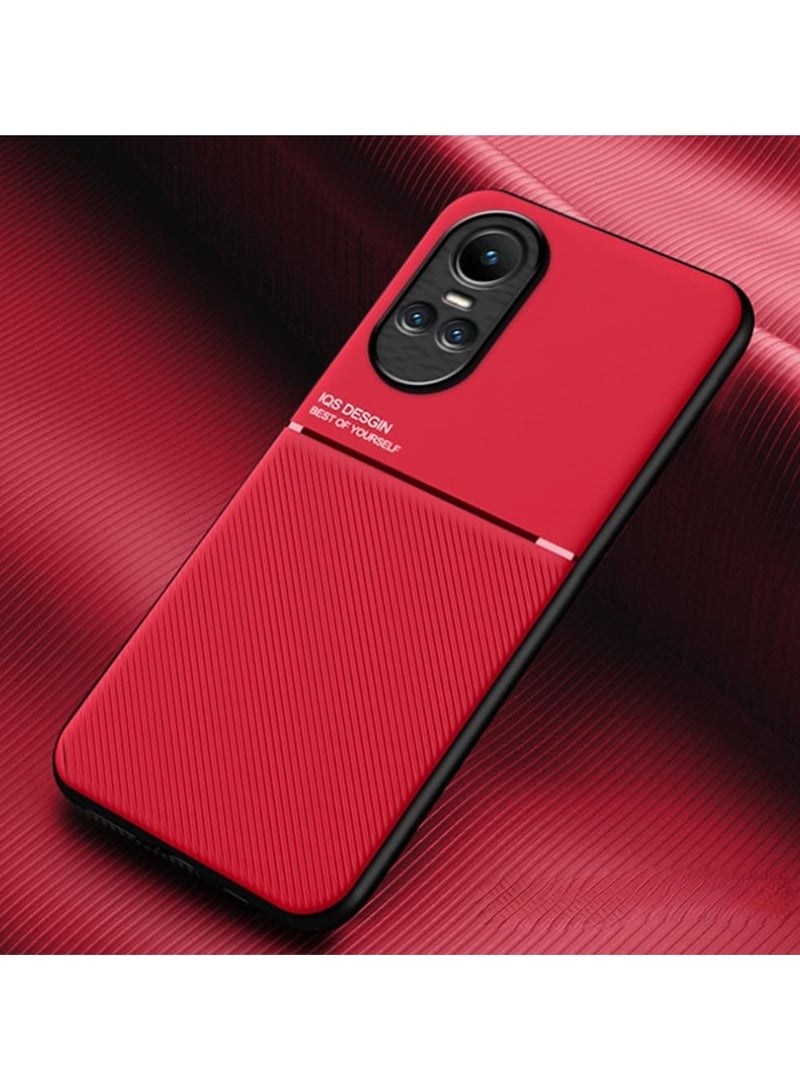 Shell compatible with OPPO Reno 10 5G/Reno 10 Pro 5G, luxury PU leather silicone anti-slip anti-fingerprint 【support magnetic car mount】 mobile phone protective case