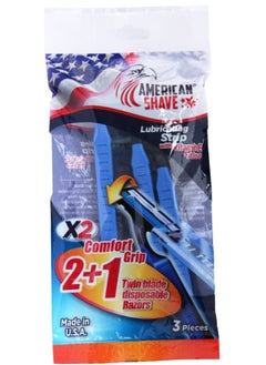 AMERICAN SHAVE X2 Comfort Grip Disposable Razor 3 pieces  - Image 1