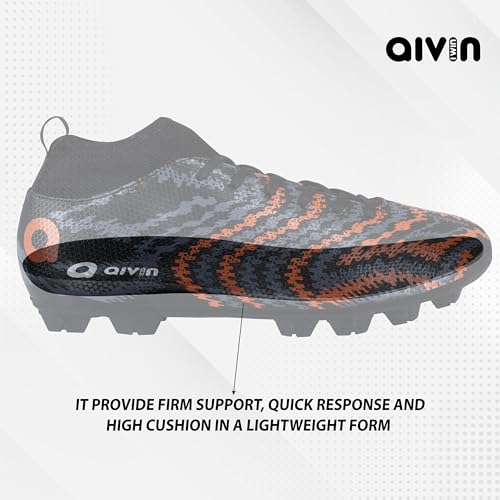 Aivin Pro Rattle Snake Football Stud, Lightweight Insole/Comfort and Grip Football Shoes for Men Black/Orange - Image 5