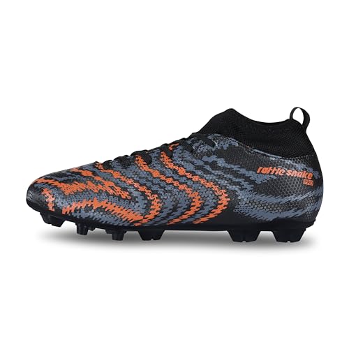 Aivin Pro Rattle Snake Football Stud, Lightweight Insole/Comfort and Grip Football Shoes for Men Black/Orange - Image 1