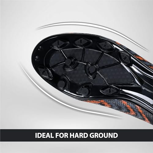 Aivin Pro Rattle Snake Football Stud, Lightweight Insole/Comfort and Grip Football Shoes for Men Black/Orange - Image 4