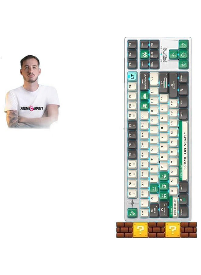 A4TECH A4Tech S80Rt 87-Key Wired Mechanical Keyboard Alpha Optical Axis Fps Gaming Rt Chicken Fearless Contract Warolan Esports Blood Hand Ghost Pixel Battle Green - Image 3