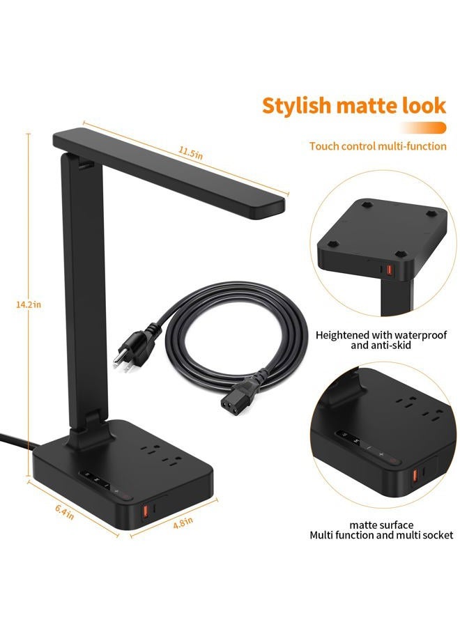 cozoo مصابيح مكتب كوزو للمنزل والمكتب، مصباح LED حديث مع 2 منفذ شحن USB/منفذ Type C، 2 مخرج AC، 9 أوضاع إضاءة، مصباح دراسة للكلية، مصباح طاولة صغير USB مع لمسة/مؤقت/رعاية للعين - Image 5