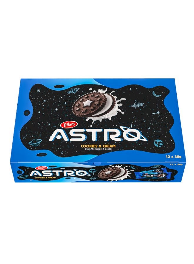 Tiffany Astro Cookies & Cream Sandwich Biscuits 12 x 36g - Image 1