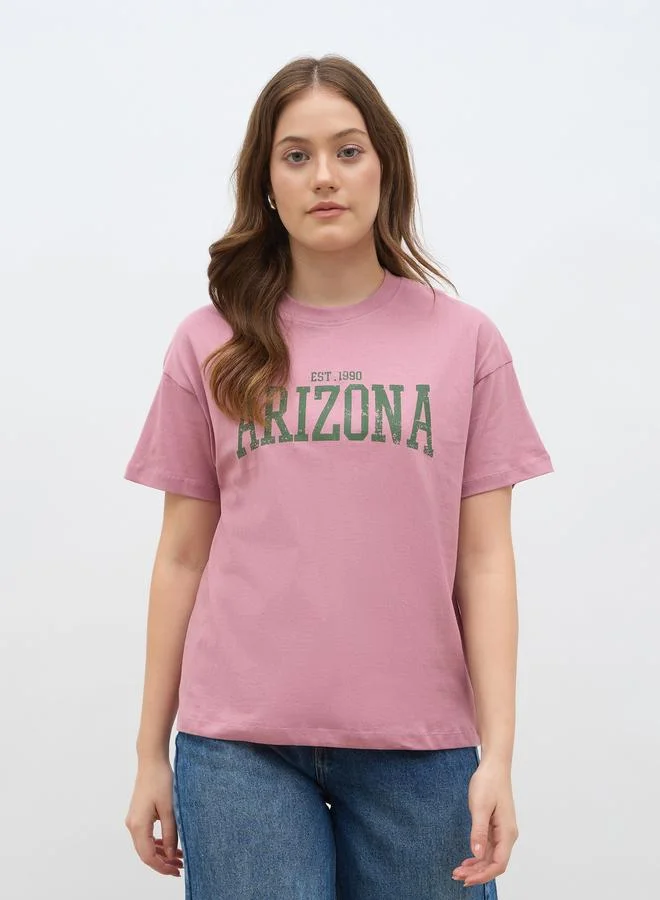 Styli Styli Slogan Print Boxy Fit Short Sleeve T-Shirt