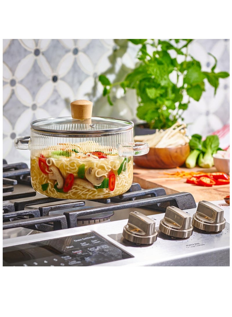 هاهاهاي وعاء الطبخ مع غطاء زجاجي ، مقاومة للحرارة زجاج البورسليكات تجهيزات المطابخ ، وعاء الطبخ مجموعة ، وعاء الطبخ مع غطاء ، ومناسبة للحساء والحليب ، أغذية الأطفال - Image 2