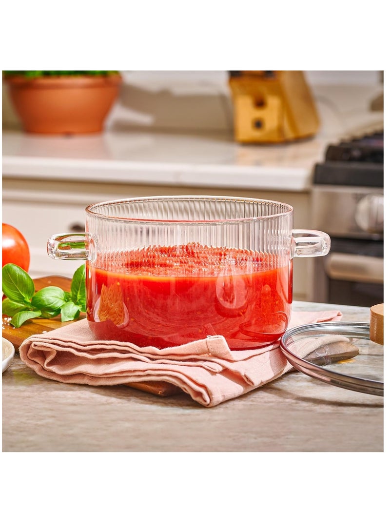 هاهاهاي وعاء الطبخ مع غطاء زجاجي ، مقاومة للحرارة زجاج البورسليكات تجهيزات المطابخ ، وعاء الطبخ مجموعة ، وعاء الطبخ مع غطاء ، ومناسبة للحساء والحليب ، أغذية الأطفال - Image 3