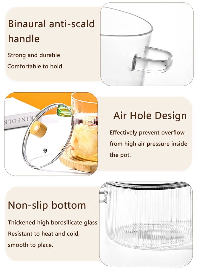 هاهاهاي وعاء الطبخ مع غطاء زجاجي ، مقاومة للحرارة زجاج البورسليكات تجهيزات المطابخ ، وعاء الطبخ مجموعة ، وعاء الطبخ مع غطاء ، ومناسبة للحساء والحليب ، أغذية الأطفال - Image 5