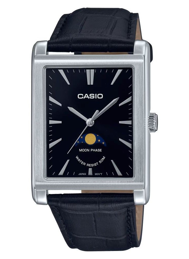 CASIO ساعة كاسيو التناظرية كوارتز Moonphase بسوار جلدي للرجال MTP-M105L-1AVDF