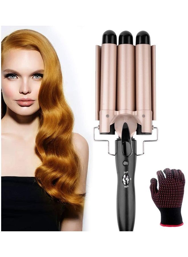 NIBEMINENT 3 Barrel Hair Curling Iron Black/Rose Gold - Image 1