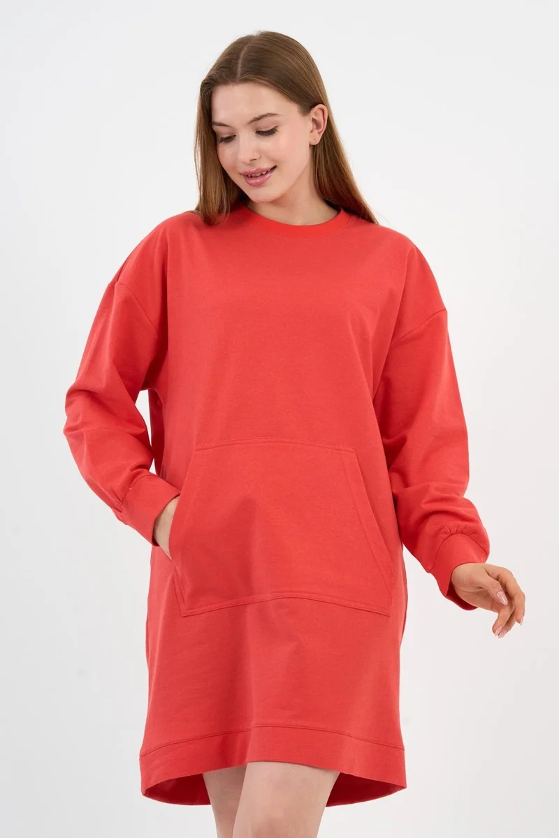 الكسندر جاردي Women's Kangaroo Pocket Oversize Tunic (B24-00225)