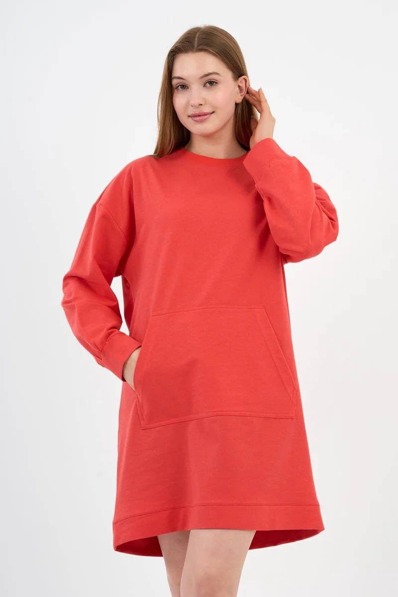 الكسندر جاردي Women's Kangaroo Pocket Oversize Tunic (B24-00225)