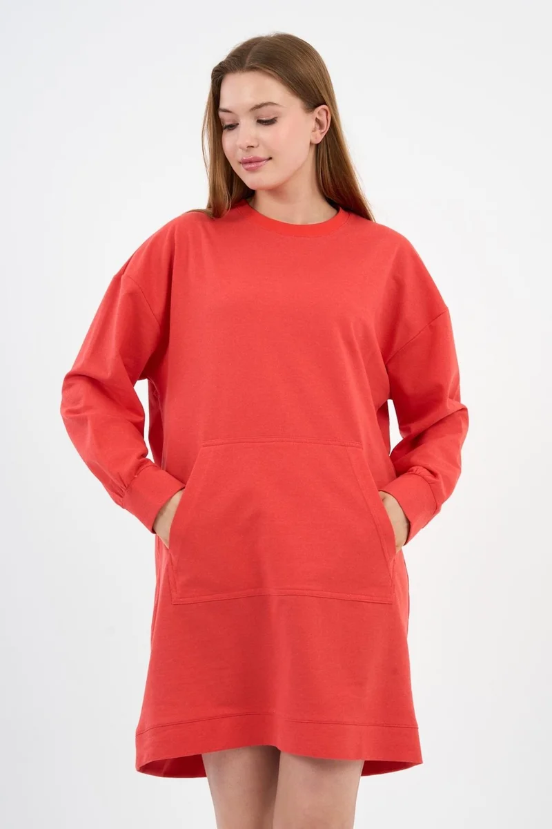 الكسندر جاردي Women's Kangaroo Pocket Oversize Tunic (B24-00225)
