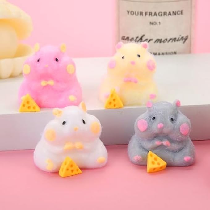 JYXT 4 Pcs Hamster Taba Squeeze Toys, Cute Soft Big Squishy Hamsters Fidget Toy for Stress Relief Sensory Anxiety Parties Gifts Adults Kids Pinch Families - Image 5