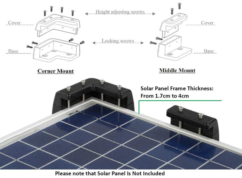 Sunway Solar Panel Mounting Brackets Corner Mount Kits for Framed Solar Panels,Installation On RV Caravan Boats Camper Trailer Marine Motorhome House Roof, Compatible with Renogy Solar Panel - Image 3