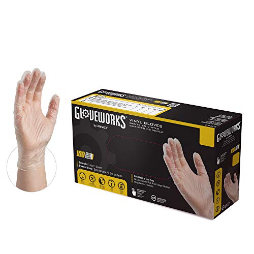 Ammex GLOVEPLUS AMMEX Industrial Clear Vinyl Gloves, Latex Free, Powder Free, Food Safe, Disposable, Non-Sterile - Image 1
