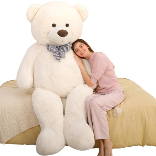 MaoGoLan Giant White Teddy Bear Stuffed Animal 5 FeetSoft Cuddly Smiling Face Big Teddy Bear Plush Gift for Boyfriend Girlfriend - Image 1