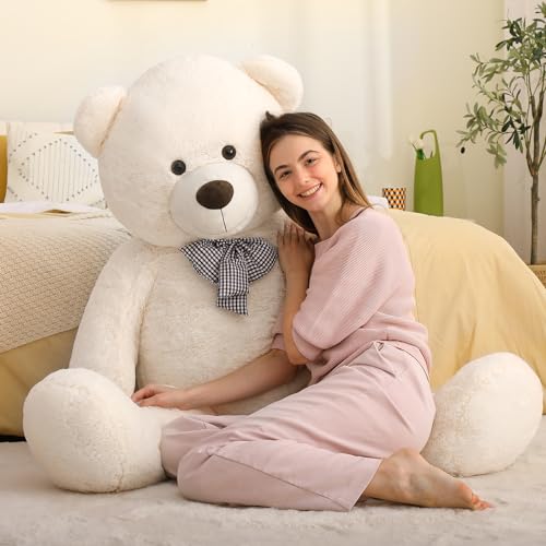 MaoGoLan Giant White Teddy Bear Stuffed Animal 5 FeetSoft Cuddly Smiling Face Big Teddy Bear Plush Gift for Boyfriend Girlfriend - Image 5