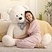 MaoGoLan Giant White Teddy Bear Stuffed Animal 5 FeetSoft Cuddly Smiling Face Big Teddy Bear Plush Gift for Boyfriend Girlfriend - Image 4