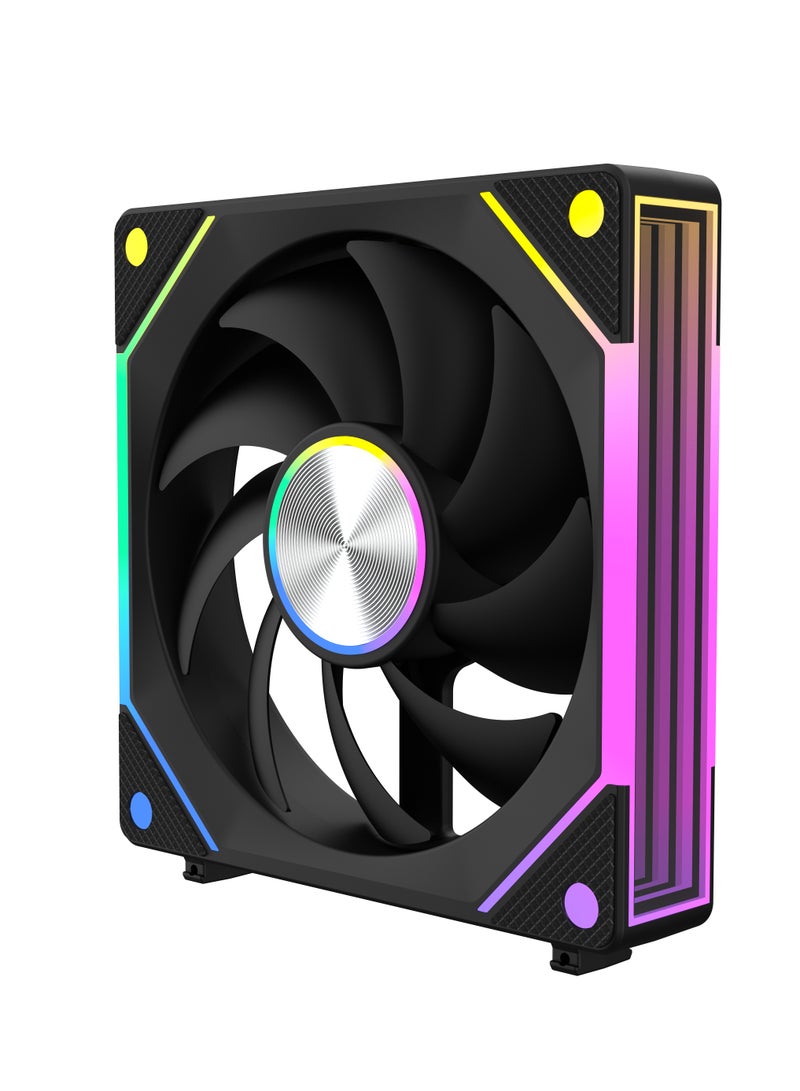 POWER G1-AL-NP 120mm PC Case Fan, 120x120x25mm, Daisy Chain Connection, 5V 3-Pin ARGB Lighting, 4-Pin PWM Case Fan for Radiator/Computer Case Cooling (1 Pack) Black  - Image 2