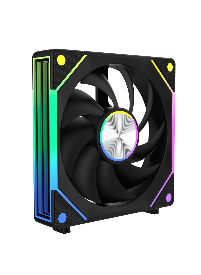 POWER G1-AL-NP 120mm PC Case Fan, 120x120x25mm, Daisy Chain Connection, 5V 3-Pin ARGB Lighting, 4-Pin PWM Case Fan for Radiator/Computer Case Cooling (1 Pack) Black  - Image 1