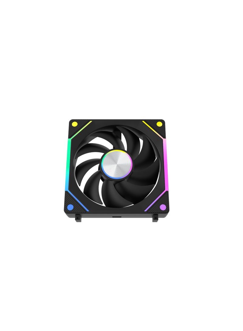 POWER G1-AL-NP 120mm PC Case Fan, 120x120x25mm, Daisy Chain Connection, 5V 3-Pin ARGB Lighting, 4-Pin PWM Case Fan for Radiator/Computer Case Cooling (1 Pack) Black  - Image 3