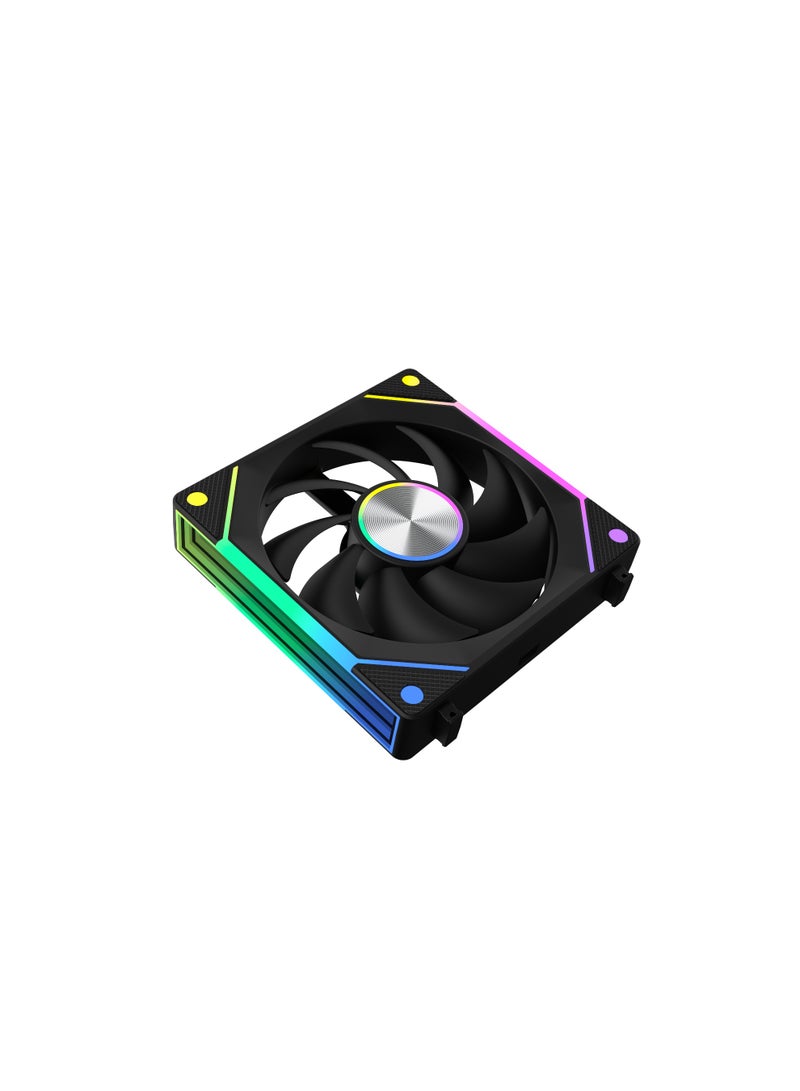 POWER G1-AL-NP 120mm PC Case Fan, 120x120x25mm, Daisy Chain Connection, 5V 3-Pin ARGB Lighting, 4-Pin PWM Case Fan for Radiator/Computer Case Cooling (1 Pack) Black  - Image 5