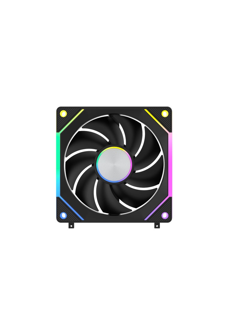 POWER G1-AL-NP 120mm PC Case Fan, 120x120x25mm, Daisy Chain Connection, 5V 3-Pin ARGB Lighting, 4-Pin PWM Case Fan for Radiator/Computer Case Cooling (1 Pack) Black  - Image 4