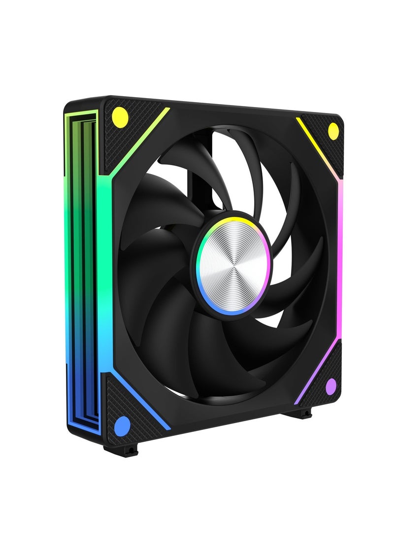 باور مروحة تبريد كمبيوتر مقاس 120 مم بتقنية ARGB وPWM - مروحة هيكل صامتة عالية تدفق الهواء (عبوة واحدة)، تدعم التوصيل المتسلسل، وتتميز بتحكم ثلاثي المسامير وتقنية PWM، مناسبة لأجهزة الكمبيوتر المخصصة للألعاب والمبردات. - Image 3