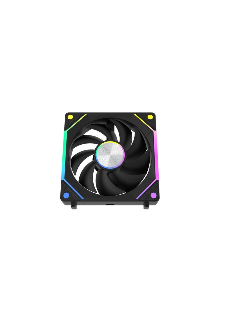 باور مروحة تبريد كمبيوتر مقاس 120 مم بتقنية ARGB وPWM - مروحة هيكل صامتة عالية تدفق الهواء (عبوة واحدة)، تدعم التوصيل المتسلسل، وتتميز بتحكم ثلاثي المسامير وتقنية PWM، مناسبة لأجهزة الكمبيوتر المخصصة للألعاب والمبردات. - Image 5