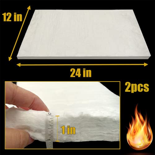Cedolio 2 PCS 24" x12" x1" (Thick) Ceramic Fiber Blanket Fireproof Insulation Baffle Rated to 2400F, High-Temperature Resistance for Stoves, Kilns, Forges - Image 2