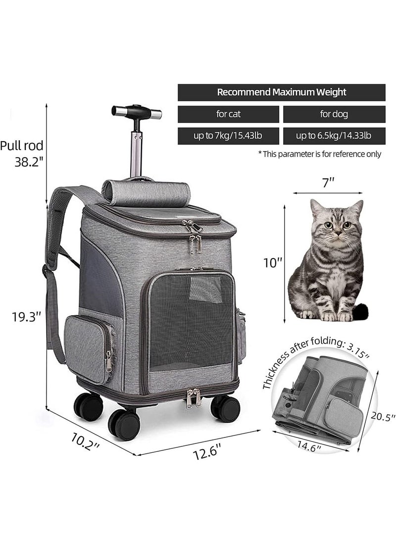 GT-Wheel Pet Carrier Backpack Expandable Collapsible Dog Backpack Carrier for Small Dogs Cats, Breathable Pet Backpack Bag for Travel (Grey)  - Image 2