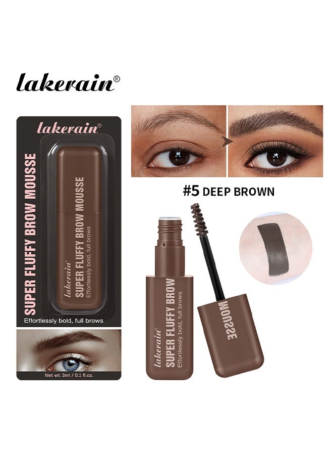 lakerain Super Fluffy Brow Mousse, Long Lasting Tinted Brow Gel, All Day Wear For Soft Full Natural Brows, Waterproof & Smudge Proof #5 DEEP BROWN - Image 2