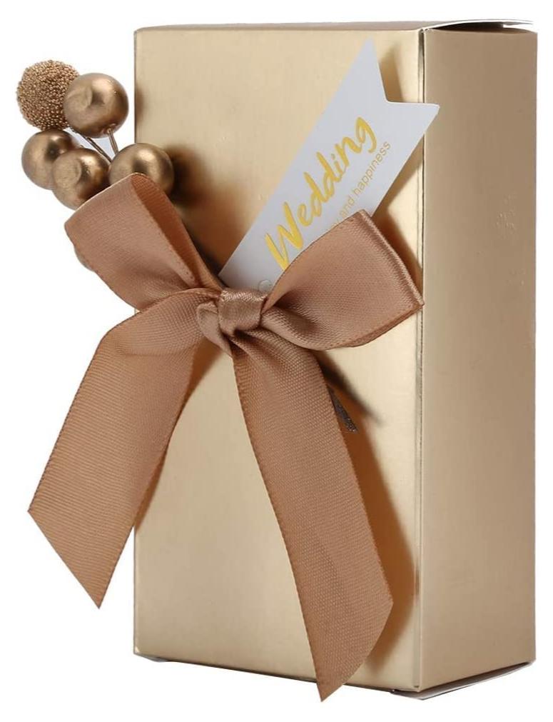 SYOSI 25 قطعة من علب هدايا الحلوى الملونة من Cham pagne، صناديق هدايا أنيقة لحفلات الزفاف مع عقدة لحفلات الزفاف وحفلات استقبال المولود الجديد وهدية التخرج والمهرجانات الذهبية - Image 1