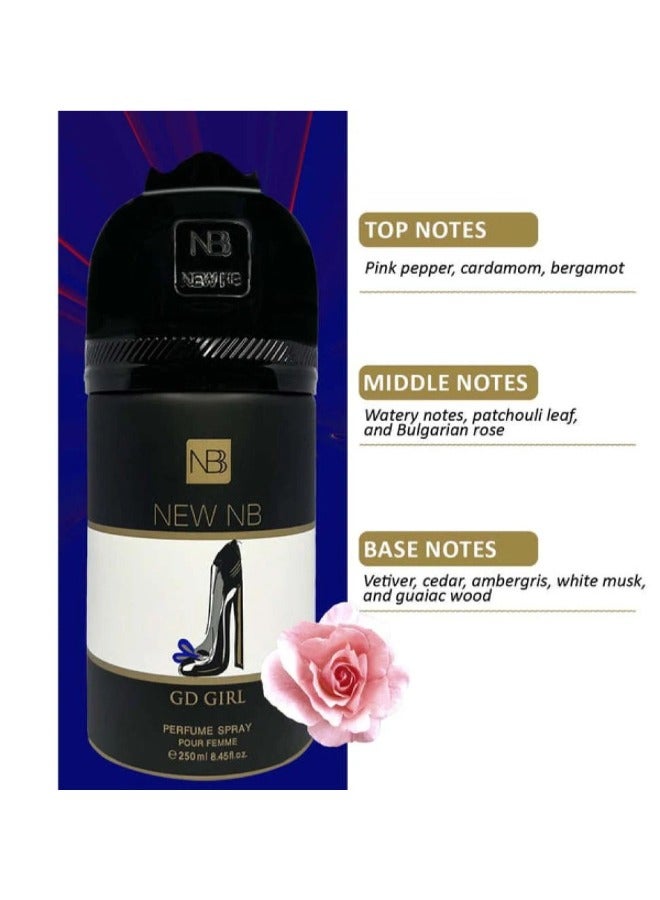 NEW NB GD Girl Deodorant Spray for Women – 250ml – Long-Lasting Freshness - Image 4