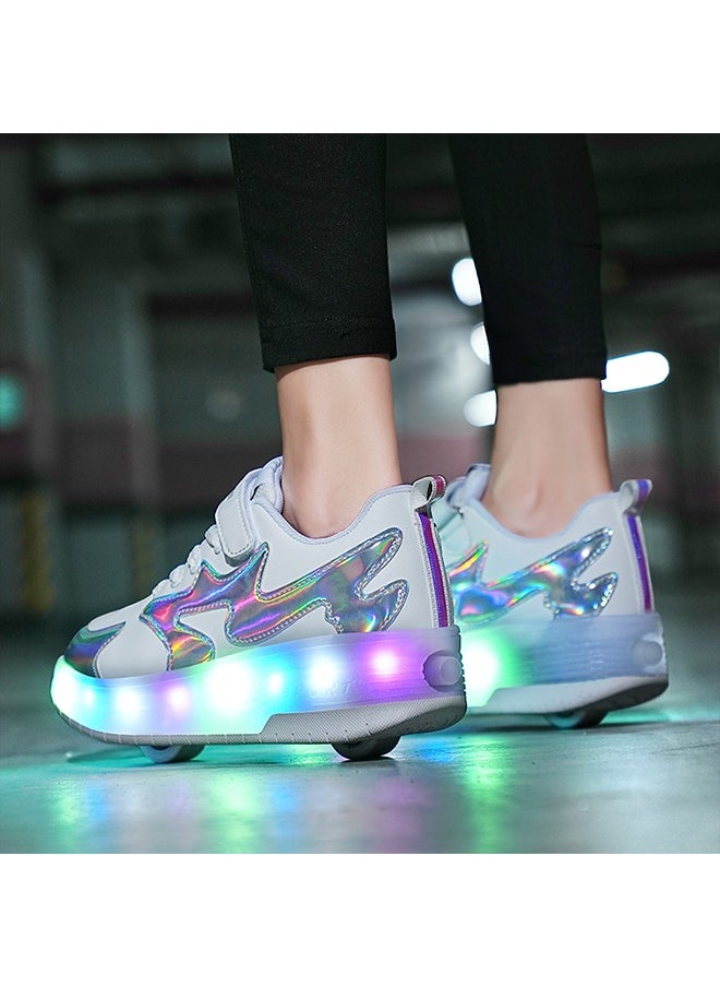 Beauenty LED Flash Light Sneaker Skate Shoes with Wheels USB Charging Roller Skates Shoes for Kids  - Image 4
